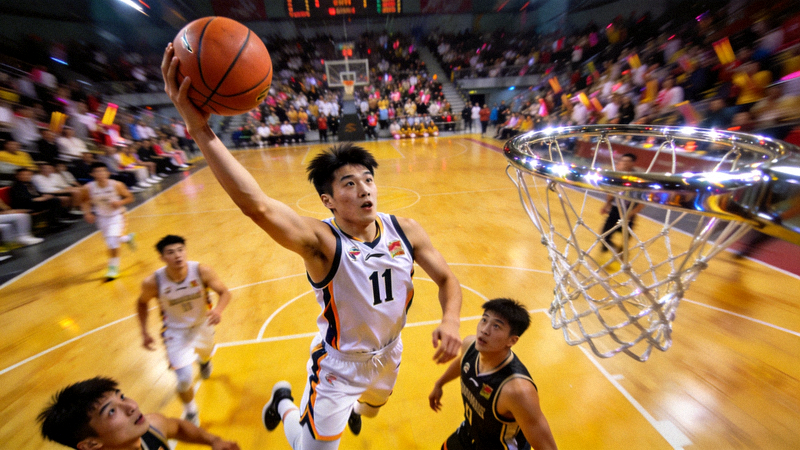 CBA新星球员在比赛中突破上篮的精彩瞬间